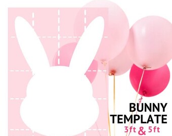 Easter Bunny Mosaic from Balloons | 3ft - 5ft Puzzle Template | Easter Bunny Rabbit, Bunny Face Template, Bunny Balloons, Easter Decor