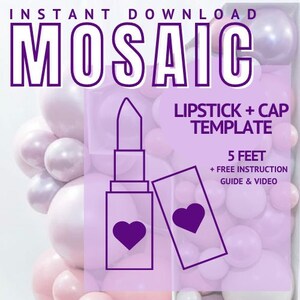 Lipstick + Cap Balloon Mosaic Template for Makeup Artist Makeup Lover Party Theme Backdrop, DIY Personalized Event Decoration Ideas for Her