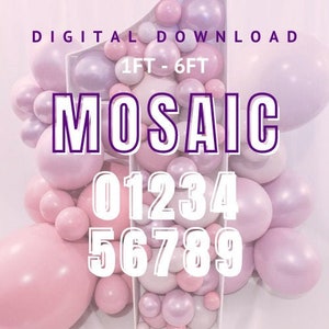 1ft - 6ft Mosaic All Numbers (0-9) | 0 1 2 3 4 5 6 7 8 9 | Balloon Template | Giant Frame | FREE Guide - INSTANT DOWNLOAD!