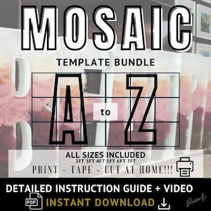7ft 6ft 5ft 4ft 3ft 2ft Mosaic All letters (A - Z) from Balloon Mosaic Template Marquee Birthday Decorations | FREE Guide INSTANT DOWNLOAD!