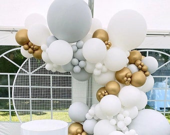 150pcs DIY Balloon Garland & Arch Kit in Grey White Gold Baby Boy Baby Shower Birthday Engagement Virtual Party Backdrop Wall Decor
