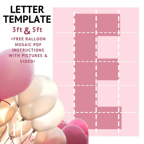 Balloon Mosaic Letter E Shadow Box Template DIY Party Setup Instant Download Step by Step How To Instructions PDF for Large Party Backdrop