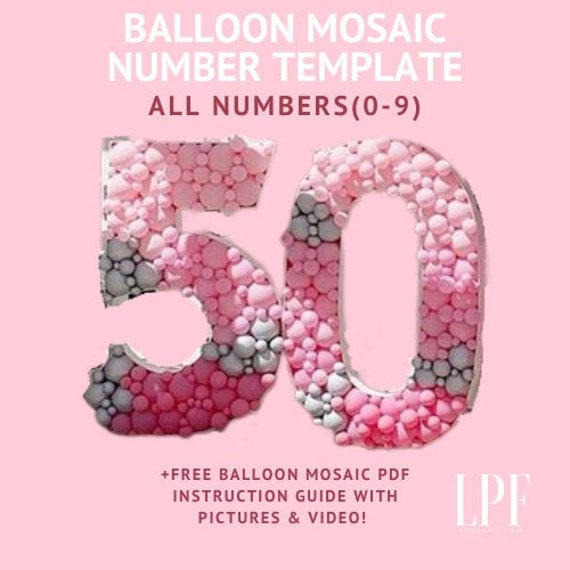 Mosaic All 0 9 Numbers Balloon Template Large Marquee From Etsy