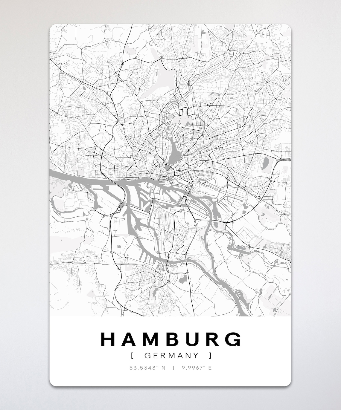 A3 HAMBURG Map Print Hamburg Germany Map of Hamburg | Etsy