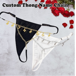 Custom Chain Thong, Personalized Thong Body Chain, Custom Thong Chain, Custom Thong With Name Text, Women Waist Chain, Wedding Gift fot Her
