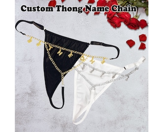 Custom Chain Thong, Personalized Thong Body Chain, Custom Thong Chain, Custom Thong With Name Text, Women Waist Chain, Wedding Gift fot Her