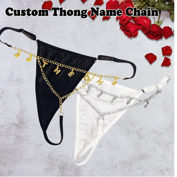 Custom Name Belly Chain, Personalized Thong Body Chain, Custom Thong Chain, Custom Thong With Name, Women Belly Chain, Gift fot Her