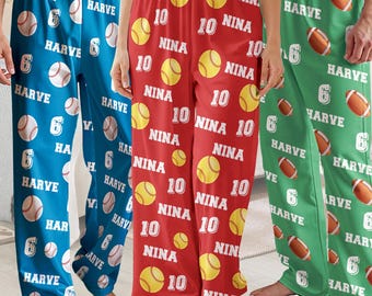 Personalized Sport Pajama Pants: Custom Team Name, Baseball, Football, Volleyball