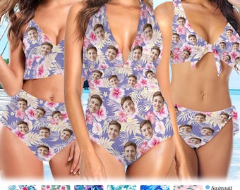 Personalized Photo Swimsuit with Faces, Custom Couple Swimwear with Face, Custom Men Beach Shorts,Wedding Onepice Swimsuit, Face Bucket Hat