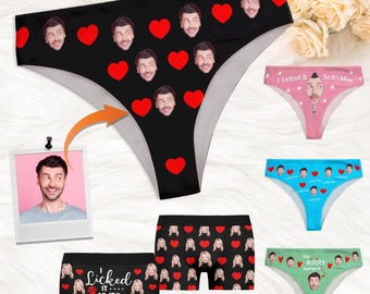 Personalized Face Women's Thong, Custom Photo Underwear, Gift for Bride/Wife/Girlfriend