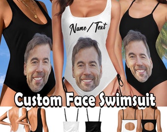 Custom Swimsuit with Face Women, Custom Face Swimwear, Personalize One-Piece Swimwear, Face Bating Suits, Beach Bachelorette Party Gifts