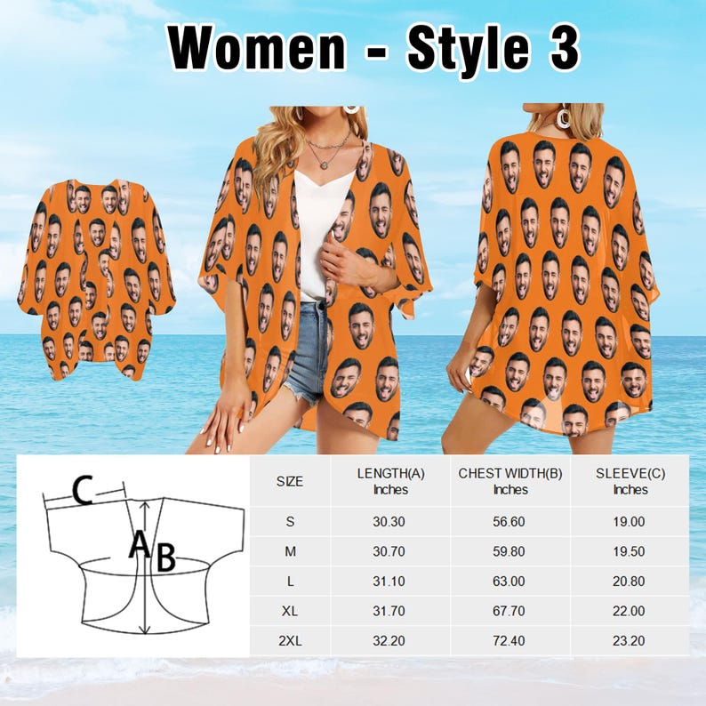 Custom Face Beach Sarong Wrap: Personalized Photo Swimsuit Cover-Up zdjęcie 9