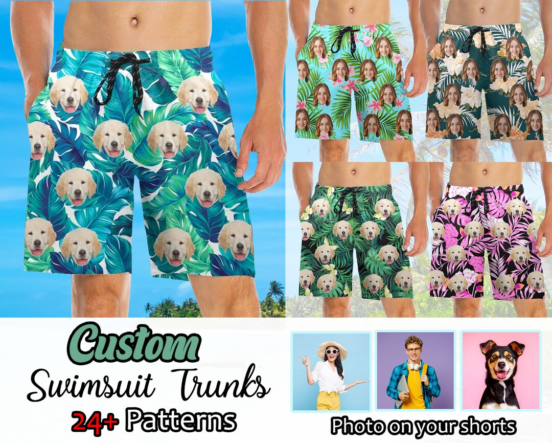 Custom Face Swim Shorts For Dad/Husband/Boyfriend, Personalized Photo Swimwear