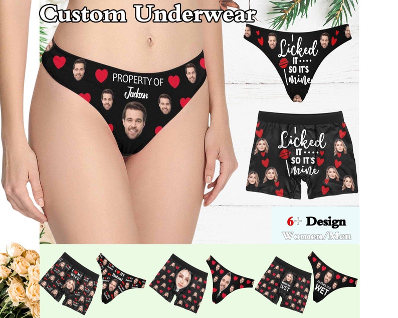 Custom Face Briefs, Custom Photo On Underwear For Women Men, Custom Thong With Name, Custom Thong Underwear, Valentines Gift / Wedding Gift image 1