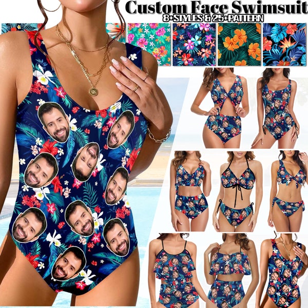 Custom Face Swimsuit, Bikini With Photo For Woman, Personalized Women One-Piece Two-piece Swimwear, Face on Bathing Suit, Bachelor Party