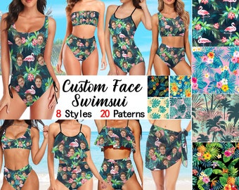 Custom Swimsuit With Face For Woman, Personalize One-Piece Two-piece Swimwear, Custom Swimsuit Women, Face on Bathing Suit, Bachelor  Party