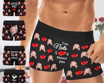 Personalized Face Boxer Briefs,  Custom Men Photo Underwear, Valentines Day Gift for Husband/Boyfriend