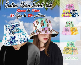 Custom Face Unisex Bucket Hat,Custom Bucket Hat For Men/Woman,Custom Bucket Hat With Name,Personalized Cotton Wide Brim Outdoor Summer hat