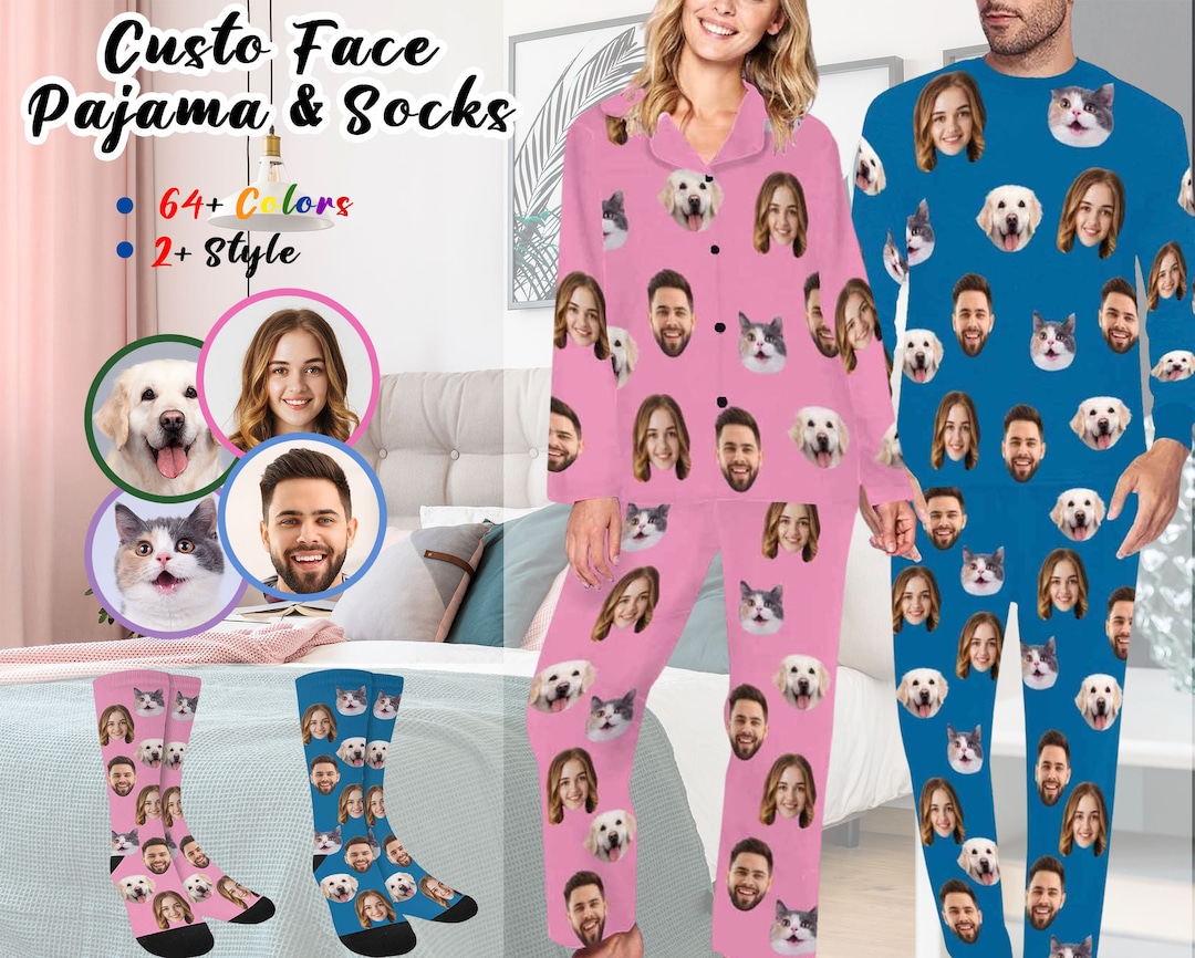 Personalized Pajamas for Women, Custom Face Pajamas Set, Custom Pajama Pants for Men/woman