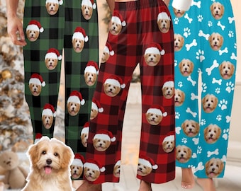 Custom Pajama Pants, Personalized Face Pajama Trousers, Personalized Pajama Pants with Photo, Pajamas With Dog Face, Christmas Pajamas Gifts