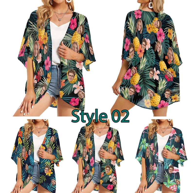 Custom Face Beach Sarong, Personalized Bikini Cover Up, Anniversary Gift Style 2
