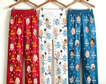 Custom Photo Pajama Pants, Personalized Dad Gift, Family Pajama Bottom