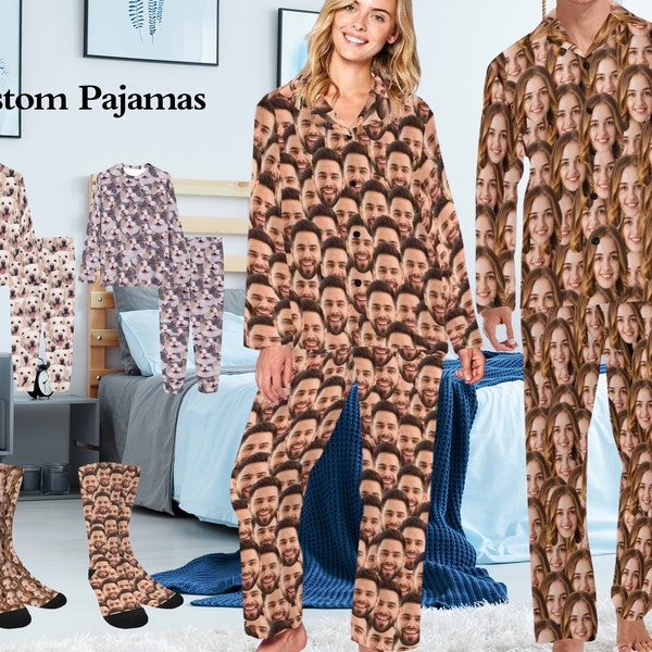 Custom Face Pajamas, Custom Pajamas For Woman Man, Custom Pajamas With Dog, Custom Pajamas Set, Custom Pajama Pants, Christmas Pajamas Gifts