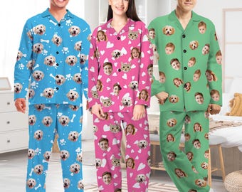 Custom Face Pajama Set: Personalized Photo Pajamas, Matching Couple PJs