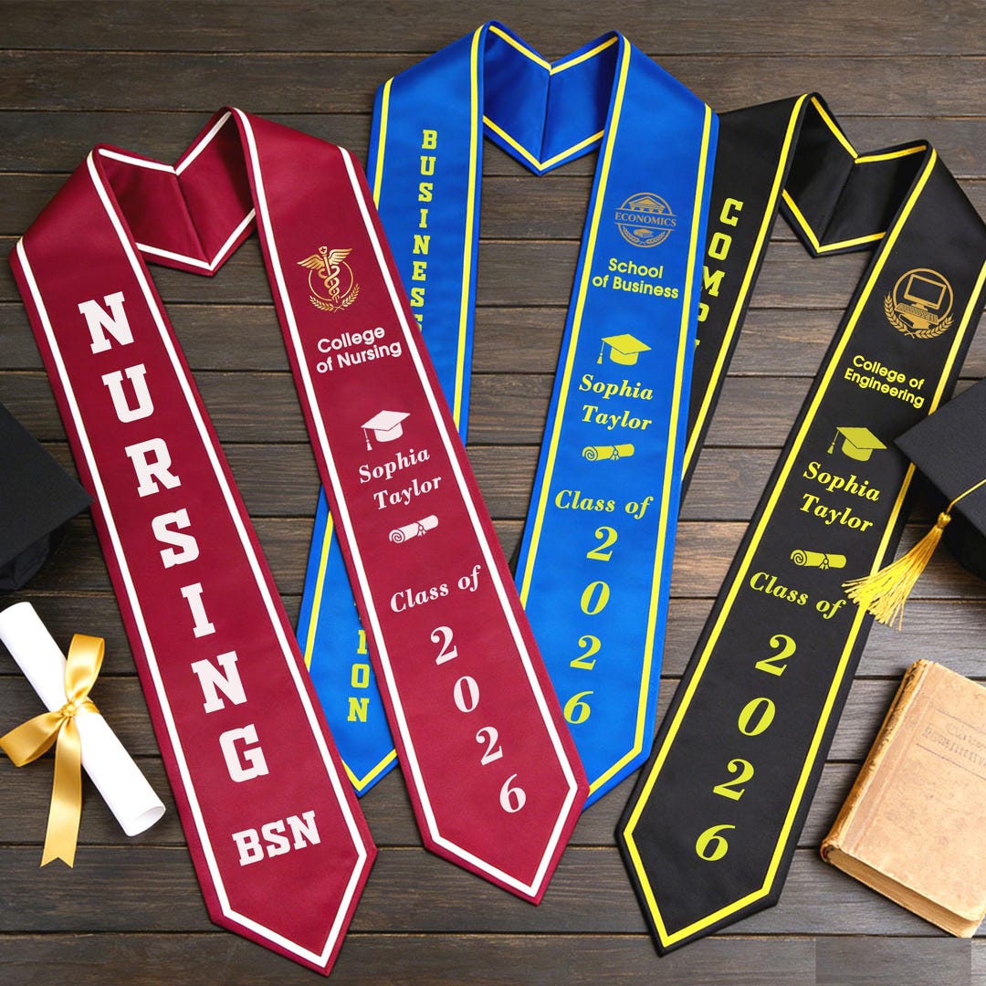 Custom Graduation Stole, Personalized College Sash, Text and Photo Grad ...