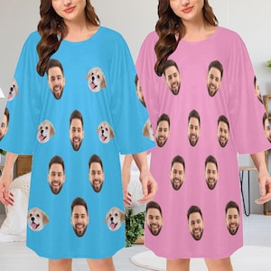 Custom Face Pajama Shirt: Personalized Photo Sleep Tee Dress