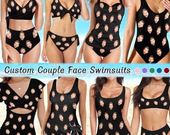 Personalized Face Swimsuit: Custom Women's One-Piece Bathing Suit, Bachelorette Gift
