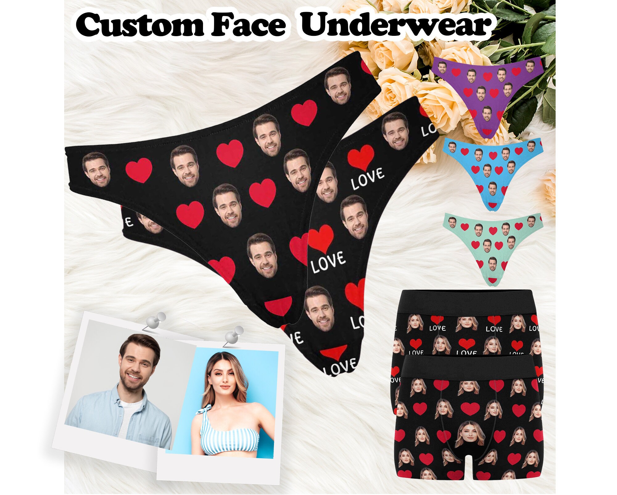 Custom Face Christmas Print Women's Tanga Vintage Thong