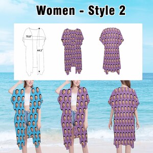 Custom Face Beach Sarong Wrap: Personalized Photo Swimsuit Cover-Up zdjęcie 8