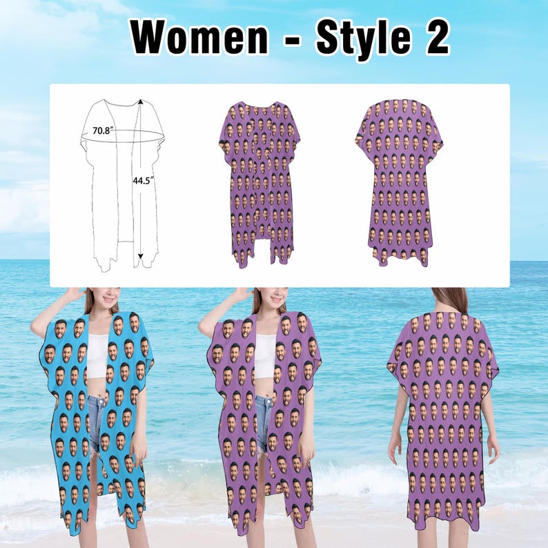 Custom Face Beach Sarong Wrap: Personalized Photo Swimsuit Cover-Up zdjęcie 8