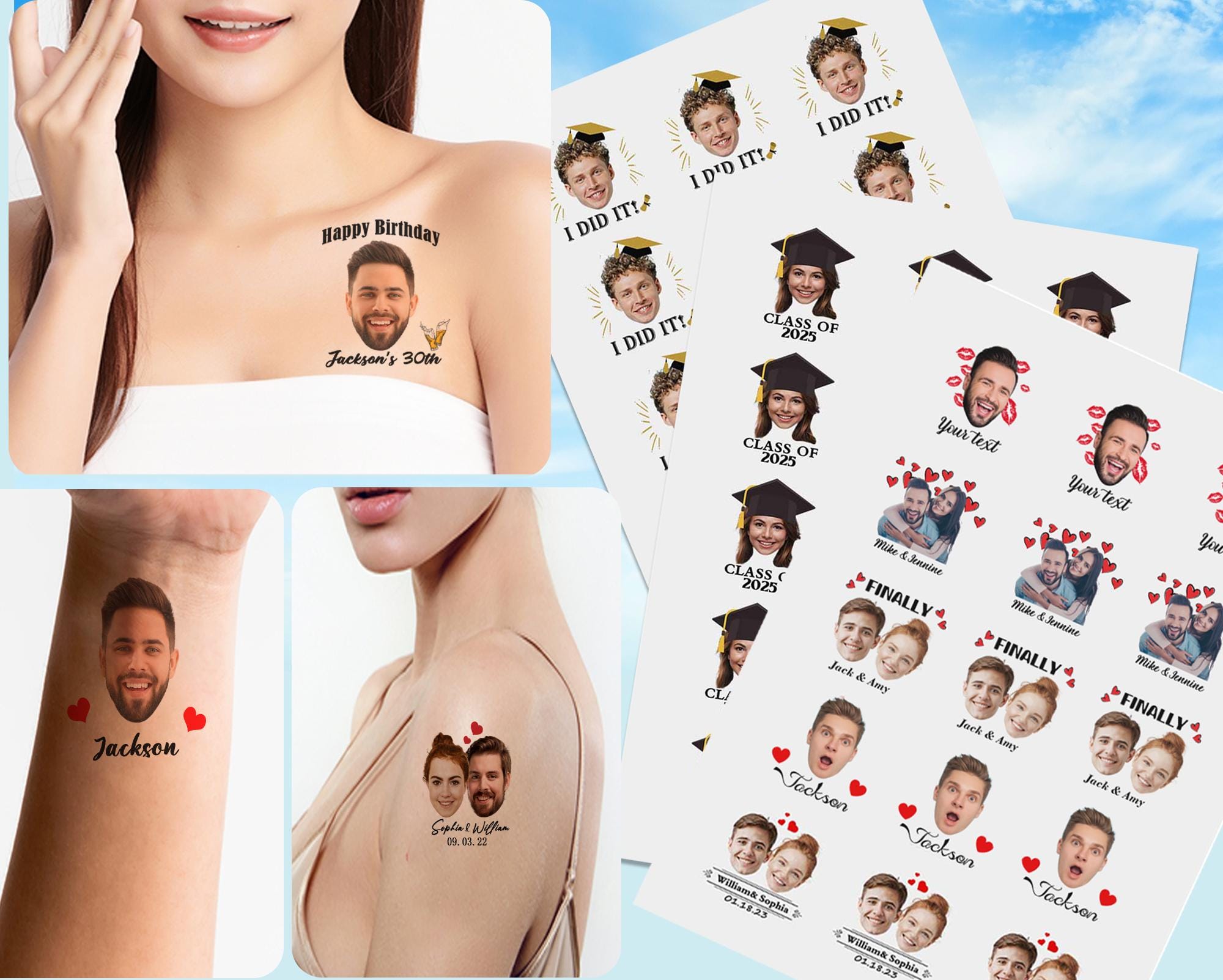 Custom Face Temporary Tattoos: Personalized Party Favors