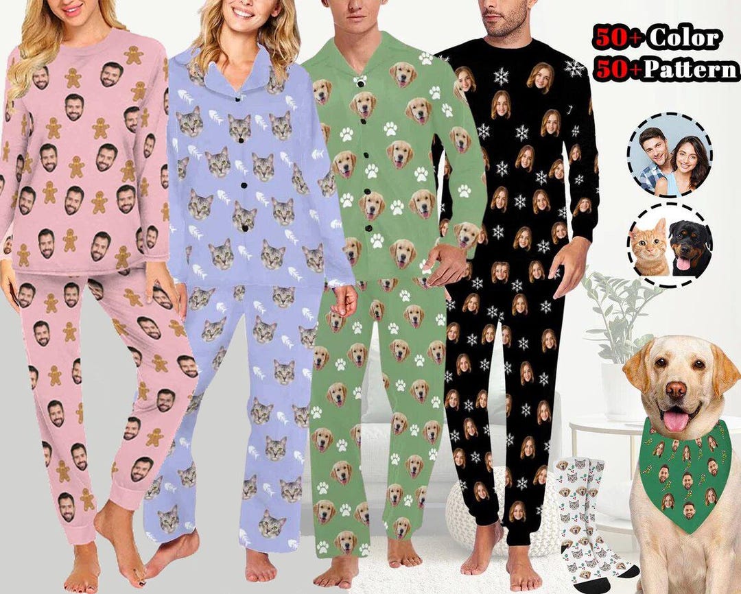 Custom Dog Custom Face Pajamas Dog Face Pajama Pet Memorial Gifts - Giftlab Pajamas With Dogs Face On Them Best Pet
