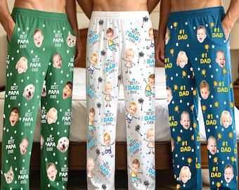 Custom Photo Pajama Pants for Dad, Personalized Father's Day Gift