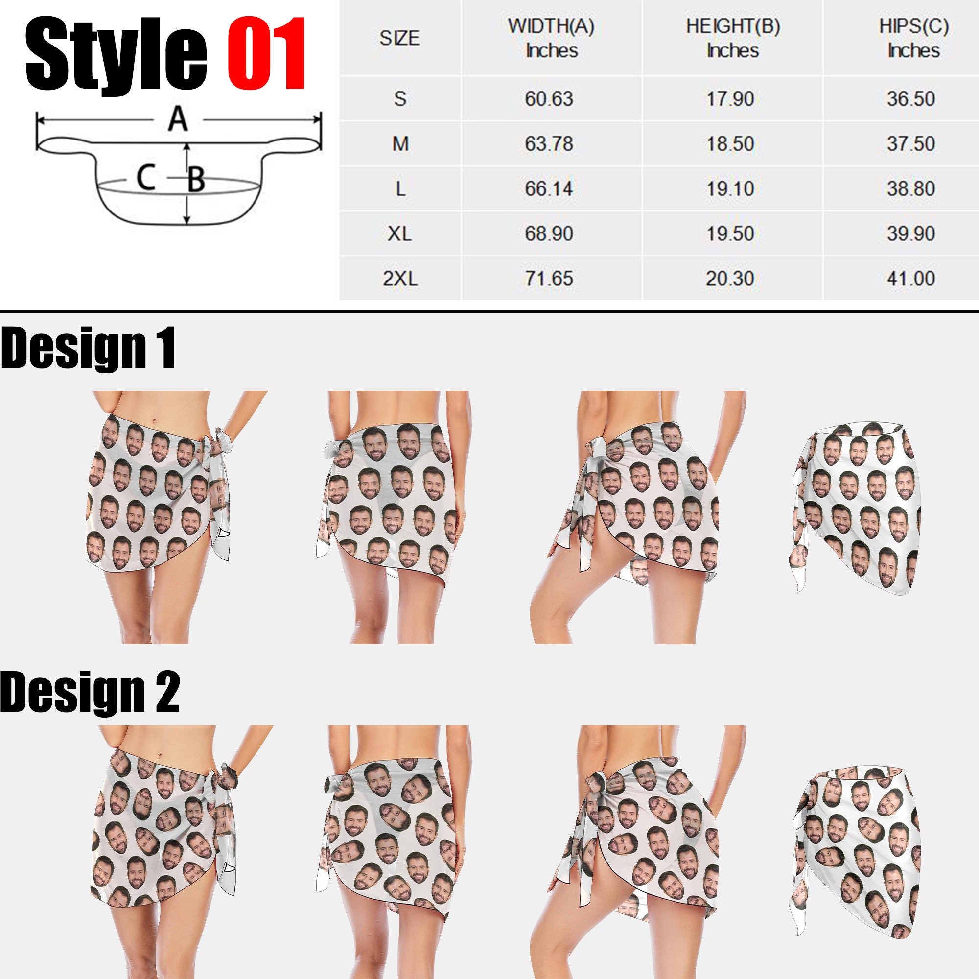 Custom Sarong Wrap Face, Customize Photo Cover Up