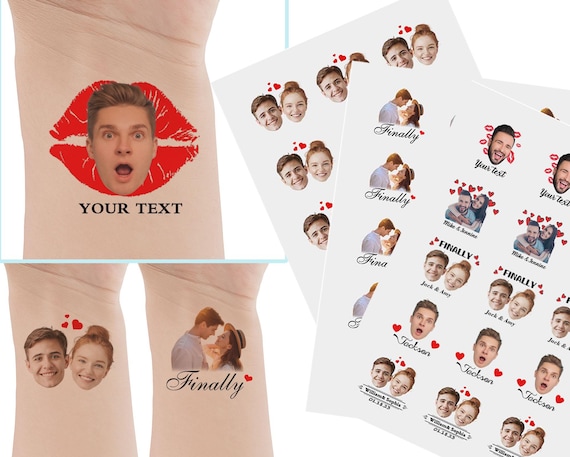 Custom Photo Temporary Tattoos, Groom's Face Tattoo, Personalized Bachelorette Party Favors, Bride Tattoos