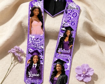 Custom Photo Graduation Stole, Personalized Logo Name Grad Ssah, Gifts for graduates