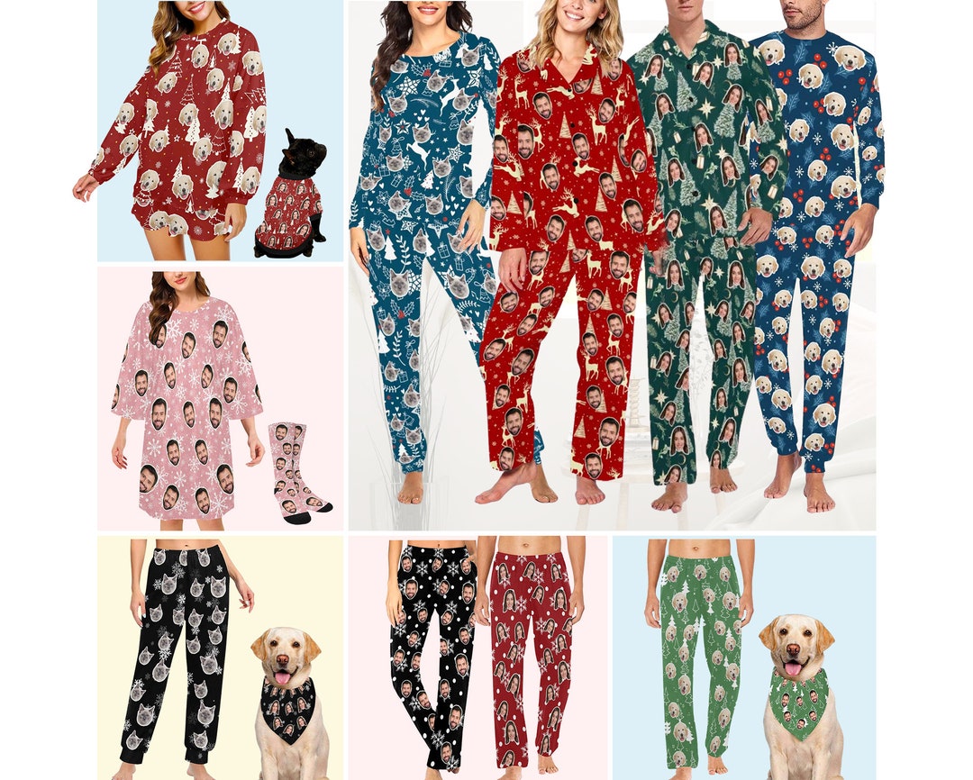 Custom Face Pajamas Set, Custom Pajamas Face Pants, Custom Pajamas With