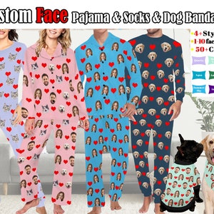 Custom Pajamas, Custom Pajamas For Woman Men Dog, Custom Face Pajamas Set, Custom Pajamas Pants, Family Pajamas, Anniversary/Valentines Gift