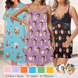 Personalized Photo Nightgown: Custom Face Pajama Dress