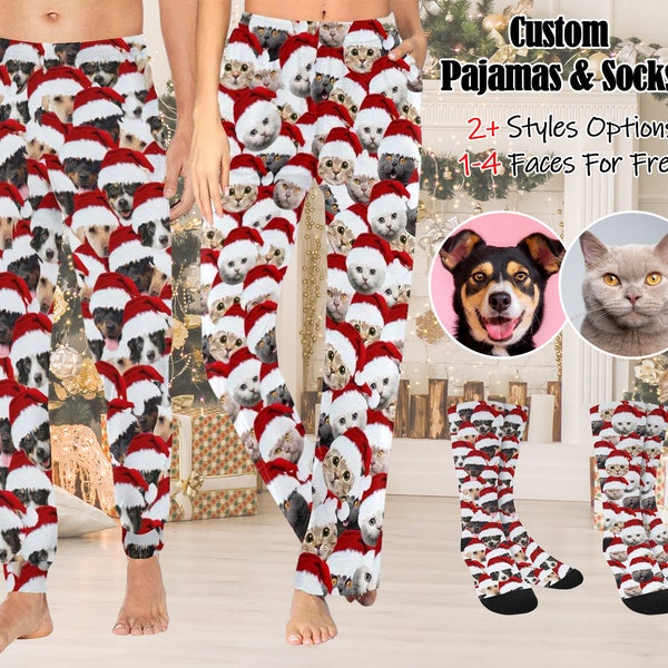 Custom Pajamas Pants, Custom Pajamas Christmas, Personalized Pajamas for women/ Man, Personalized Pajamas With Dog Cat, Custom face Pajamas