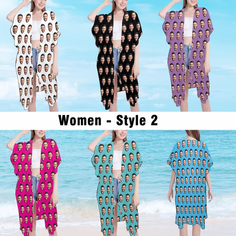 Custom Face Beach Sarong Wrap: Personalized Photo Swimsuit Cover-Up zdjęcie 5