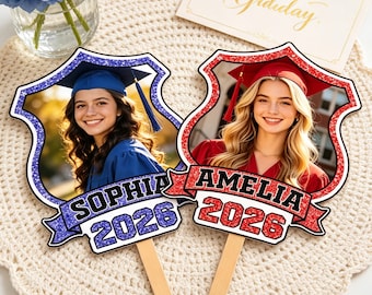 Personalized Graduation Fan, Custom 2026 Grad Fans, Big Heads on a Stick