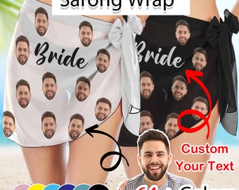 Custom Beach Sarong Wrap with faces, Customize Face Saong, Customized Swimsuit Cover ups, Wedding/Birthday Gifts for Her, Beach Party Sarong