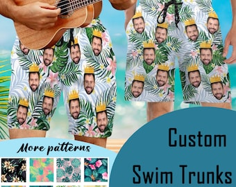 Custom Face  Men Swimtrunks, Gift's for Birthday Party, Personalized Hawaiian face Swim Trunks, Funny Swim Trunks, Custom Beach Short