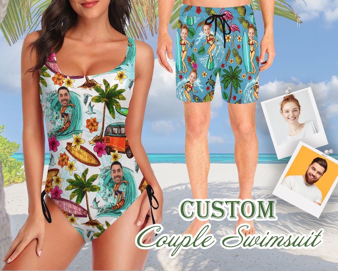 Custom Couples Matching Swimwear Personalized Swim Trunks Custom custom-couples-matching-swimwear-personalized-swim-trunks-custom