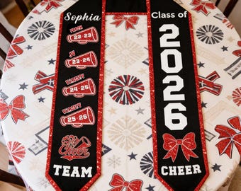 Personalized Cheerleader Graduation Stole, Class of 2026 Sash, Cheerleading Gifts